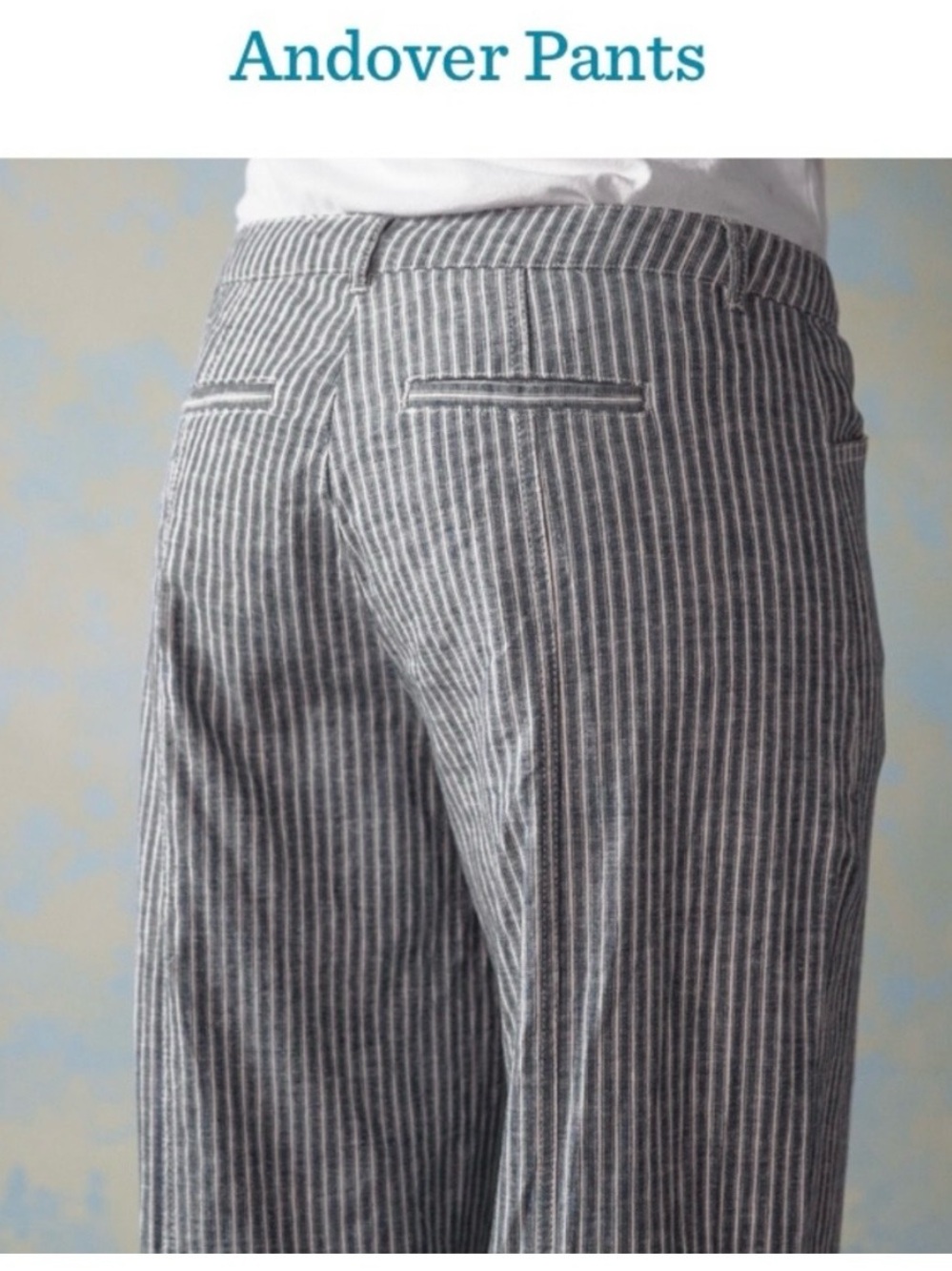EUC Sundance Blue & White Pinstripe Wide-Leg Linen Pants - Picture 4 of 11